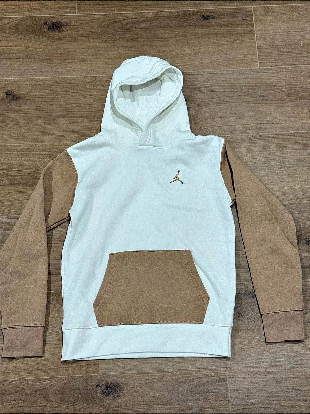 Jordan Brooklyn Colorblock Hoodie White & Brown Medium